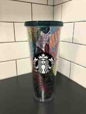 STARBUCKS VENTI 24 Oz Cold Cup Tumbler METALLIC Tropical Leaves Fronds Bugs - Sold on eBay Jul 21, 2021 for $65.00