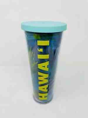 Starbucks Hawaii 24oz Acrylic Tumbler Cold Cup Green Blue Palm Tropical Leaf