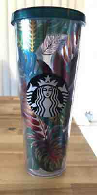 RARE Starbucks Metallic Tropical Leaves Tumbler Cold Cup 24oz Venti Tumbler 2017 - Sold on eBay Aug 24, 2021 for $55.00