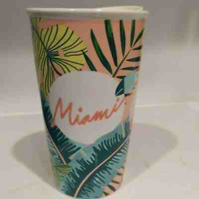 Starbucks Miami Travel Tumbler 12oz Double Wall Ceramic tropical leaves Tucan - Sold on eBay Aug 20, 2021 for $64.00