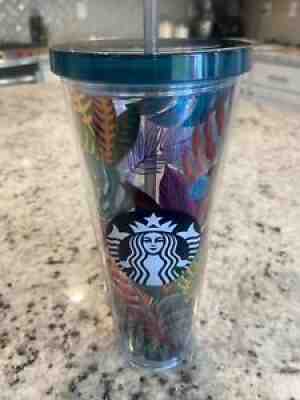RARE Starbucks Metallic Tropical Leaves Tumbler Cold Cup 24oz Venti Tumbler 2017 - Sold on eBay Aug 01, 2021 for $145.00