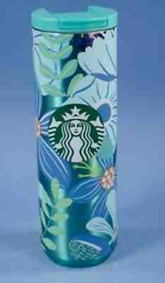 Starbuck Metal 16 oz Stainless Steel Travel Bottle Green Tropical Leaves - Sold on eBay Aug 22, 2021 for $22.50