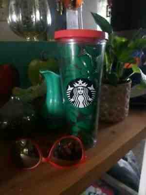 Starbucks Tropical Tumbler Leaf Green 9â? Cold Cup Acrylic 24 Oz.