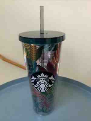 Rare STARBUCKS Metallic Tropical Leaves Aloha Tumbler Cold Cup Venti 24 oz Straw - Sold on eBay Jul 25, 2021 for $89.99