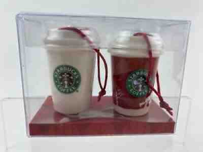 Starbucks 2006 To Go Cup Ornaments 2.5" Christmas Pair Holiday Red White Ceramic - Sold on eBay Sep 09, 2021 for $17.25