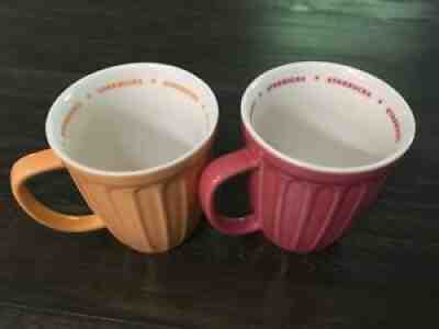 Set of Two Starbucks Coffee Mugs, Pink & Orange 2006 16oz. Ribbed - Sold on eBay Jul 20, 2021 for $24.95