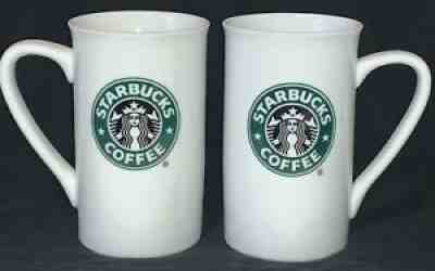 2 Starbucks Tall Ceramic Coffee Cup Mug 16oz White Green Siren Mermaid Logo 2006 - Sold on eBay Sep 04, 2021 for $9.95