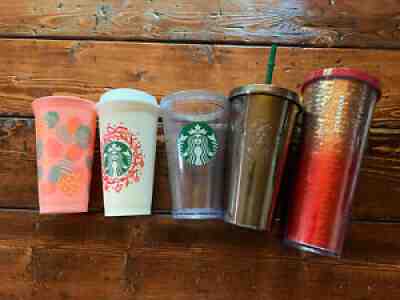 STARBUCKS Cold Cup Tumbler ROSE GOLD RED OMBRE SEQUINS Lot 5 Of Cups Coffee - Sold on eBay Jul 29, 2021 for $12.95