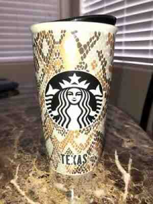 Starbucks 2015 Texas Brown Silver Gold Snake Skin Print 12oz Tumbler - Sold on eBay Jul 24, 2021 for $40.00