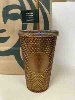 Starbucks 50th Anniversary Honeycomb Gold Studded Tumbler 16oz Limited Edition - Sold on eBay Aug 29, 2021 for $18.50