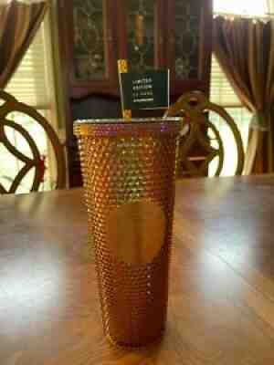 Starbucks 50th Anniversary 24 oz Venti Studded Tumbler Cup Gold Copper Bling - Sold on eBay Jul 19, 2021 for $32.00
