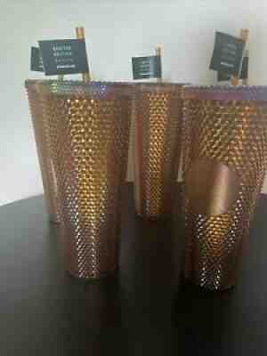 Limited Edition Starbucks 2021 50th Anniversary Gold Studded 24 oz. Cold Cup - Sold on eBay Jul 10, 2021 for $36.00