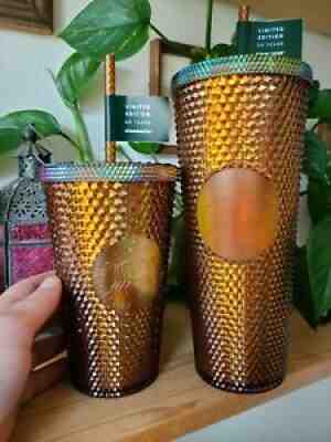 Starbucks studded tumblers copper 50th anniversary PAIRÂ  16oz & 24oz *BRAND NEW* - Sold on eBay Jul 25, 2021 for $59.69