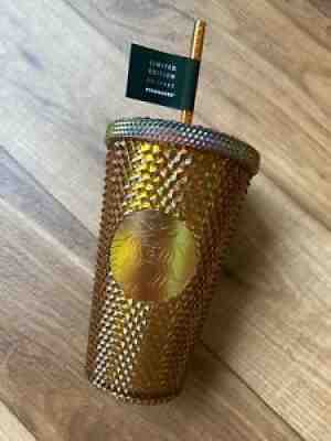 Starbucks 2021 50th YEAR ANNIVERSARY GOLD COPPER STUDDED 16 Oz Tumbler Cup NEW - Sold on eBay Jun 27, 2021 for $29.00