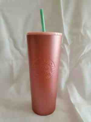 STARBUCKS Holiday 2020 Rose Gold Glitter Metal Tumbler 24 oz Straw Cup BRAND NEW - Sold on eBay Aug 31, 2021 for $31.00