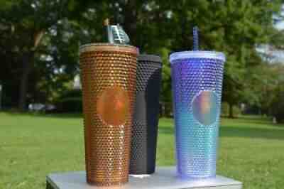 Starbucks Studded Tumblers Set of 3 Ventis! 24oz! Matte Black, Gold, Mermaid Blu - Sold on eBay Jul 28, 2021 for $102.50