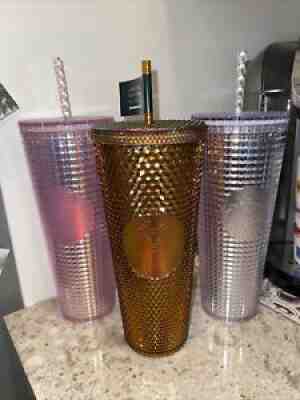 Lot Of 3 STARBUCKS 24 Oz. Acrylic VENTI Tumbler STUDDED GOLD Prism SIREN New - Sold on eBay Jul 07, 2021 for $51.00