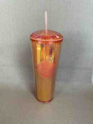 Starbucks Pink Rose Gold Summer 2020 Tumbler 24 oz Iridescent Orange Dome - Sold on eBay Jul 13, 2021 for $24.99