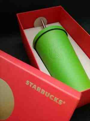 Starbucks Matte Lime Green Stainless Steel 16 oz Metal Tumbler Cold Cup w/Straw - Sold on eBay Aug 18, 2021 for $80.00
