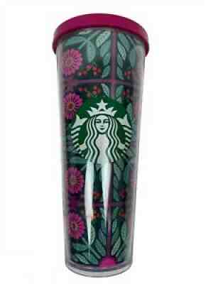 Starbucks Pink Fuschia Flower Tumbler Arendelle Ana 24oz Venti Cold Cup NO STRAW - Sold on eBay Aug 16, 2021 for $66.00