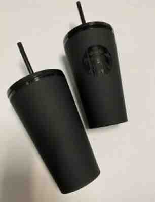 Starbucks Tumbler Matte Black Green Logo Cold Cup 16 Oz Grande Straw Emerald - Sold on eBay Sep 11, 2021 for $21.99