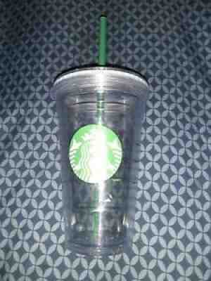 Starbucks Grande Clear Acrylic Cold Cup Double Walled Tumbler 16 oz Green Straw - Sold on eBay Sep 01, 2021 for $5.50