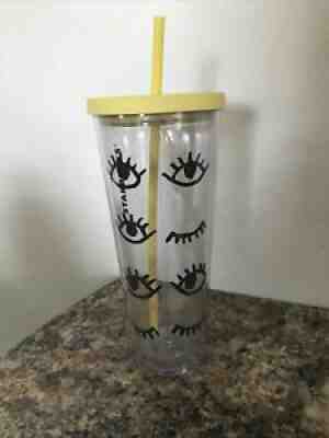 Yellow & Clear 2017 Starbucks Venti Eyes Wink Lashes Cold Cup Tumbler With Straw - Sold on eBay Aug 21, 2021 for $59.99