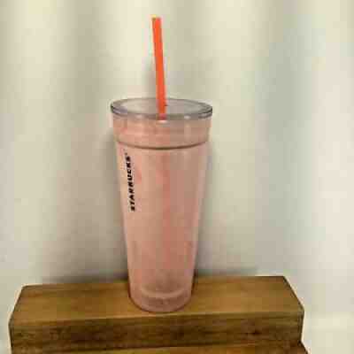 RARE 2017 Starbucks Glass Coral Pink Marble Swirl Venti 20oz Tumbler STRAW LID - Sold on eBay Jul 07, 2021 for $119.99