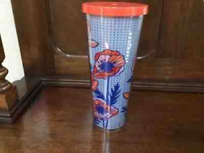 Starbucks 2017 Venti Poppy Floral Flower Cold Cup Tumbler 24 oz w/Lid ..NO Straw - Sold on eBay Sep 13, 2021 for $29.00