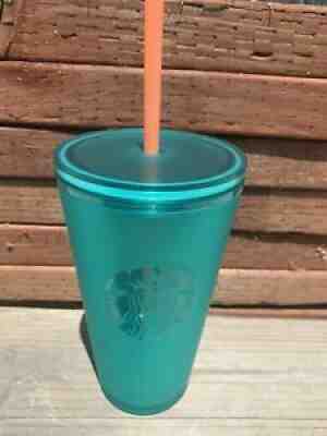 Starbucks Summer 2020 Green Frosted w/ Peach Straw Cold Cup Tumbler, 16 Oz - Sold on eBay Jul 25, 2021 for $24.99