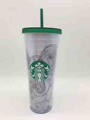 STARBUCKS White w/ Black Swirl, Green Lid & Straw 24oz Tumbler 2012 - Sold on eBay Jun 22, 2021 for $18.93
