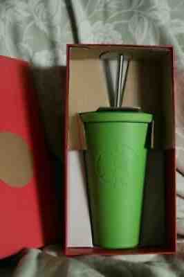 STARBUCKS 2014 MATTE GREEN TUMBLER / COLD CUP RARE BRAND NEW w/STRAW in BOX - Sold on eBay Aug 02, 2021 for $99.95