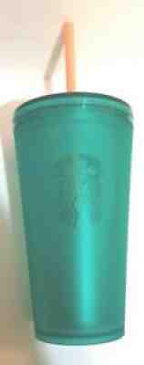 Starbucks Summer 2020 16oz Green Frosted w/ Peach Straw Cold Tumbler - Sold on eBay Sep 04, 2021 for $15.25