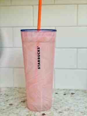 RARE 2017 Starbucks Glass Coral Pink Marble Swirl Venti 20oz Tumbler STRAW LID - Sold on eBay Aug 16, 2021 for $155.00
