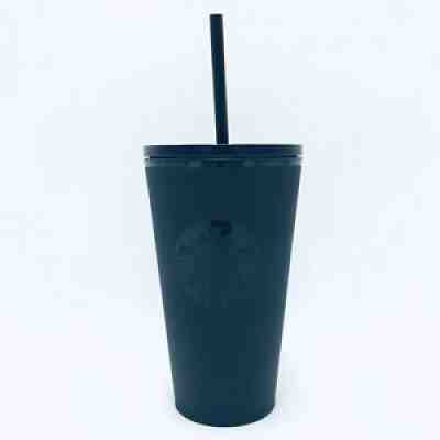 Starbucks Matte Black Emerald Green Logo Cold Cup Tumbler 16 oz Grande Straw - Sold on eBay Aug 05, 2021 for $27.99