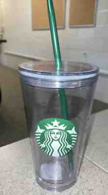 Starbucks Cold Cup Clear Grande Tumbler Traveler With Green Straw Logo - 16oz - Sold on eBay Aug 26, 2021 for $9.99