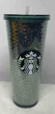 Starbucks 2017 Green Silver SEQUIN Venti 24 oz Tumbler COLD CUP RARE - Sold on eBay Aug 20, 2021 for $45.99