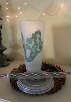 NEW Starbucks Mermaid Siren Reusable Cold Cup Venti 24oz w green red white straw - Sold on eBay Sep 07, 2021 for $26.99