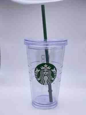Starbucks Grande Clear Acrylic Cold Cup Double Walled Tumbler 16 oz Green Straw - Sold on eBay Jul 21, 2021 for $15.00