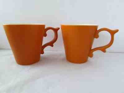 2012 TAZO Matte Burnt Orange Tea Coffee Mug Lot Rococo Scroll Handle Starbucks 2