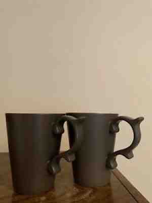 Starbucks Tazo Tea Cup Mug Rococo Scroll Slate Brown 12 oz ((Set of 2) - Sold on eBay Aug 08, 2021 for $38.00