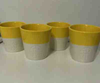 4 Starbucks 2012 Tazo Tea Cup No Handle Mug White & Yellow Slant Bone - Sold on eBay Aug 09, 2021 for $28.99