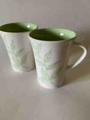 Starbucks Coffee Tazo Tea Coffee Mug 2005 10oz White w/ Green Leaves Set Of Two - Sold on eBay Jul 09, 2021 for $19.99