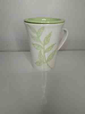 2005 Starbucks Tazo Tea Cup Coffee Mug Green Leaves & Inside Coaster Lid - Sold on eBay Aug 29, 2021 for $6.00