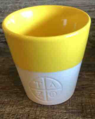 Starbucks 2011 Tazo Tea Cup No Handle Mug White & Yellow slant Bone China - Sold on eBay Jun 22, 2021 for $14.99