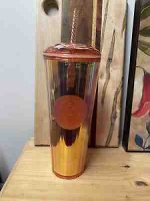 Starbucks Pink Rose Gold Summer 2020 Tumbler 24 oz Iridescent Orange Dome - Sold on eBay Jul 05, 2021 for $35.00