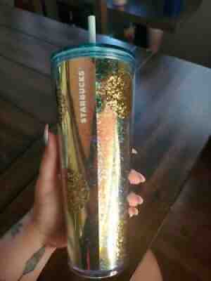 Starbucks Holiday Tumbler 2020 Gold Glitter Dots Sequin 24oz Cold Cup Christmas - Sold on eBay Jul 24, 2021 for $9.50