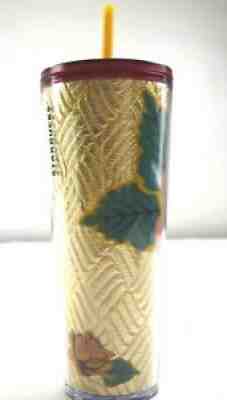 Starbucks Fall 2020 Gold Quilted Foil Rose 24 oz Tumbler w Straw Cold Cup New - Sold on eBay Jun 21, 2021 for $36.99