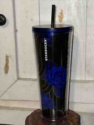 Starbucks Fall 2020 Cobalt Blue & Gold Rose 24 Oz Venti Cold Cup Tumbler NEW - Sold on eBay Aug 02, 2021 for $40.00