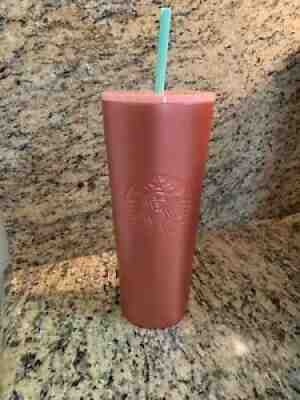 Starbucks NEW & RARE 24oz Glitter Gradient Rose Gold Pink Cold Cup/Tumbler 2020 - Sold on eBay Aug 22, 2021 for $46.00